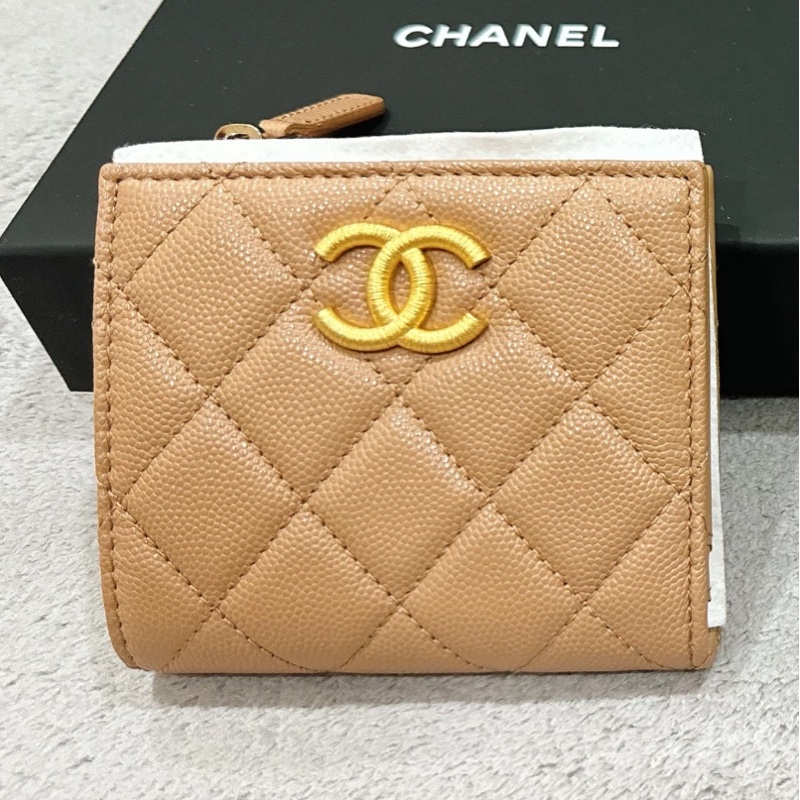 全新現貨 Chanel 23B 奶茶色短夾-7