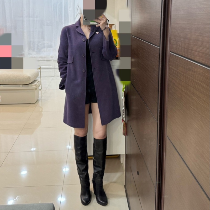 MaxMara 紫色 長版大衣 長大衣 大衣 長版外套 外套-22