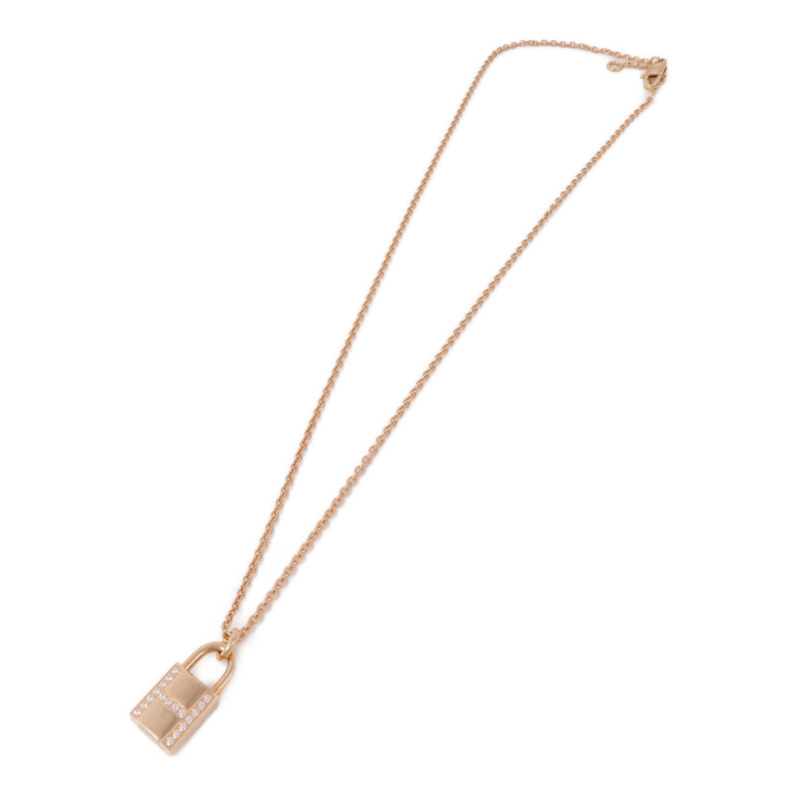 HERMES 18K玫瑰金Cadenas Pendant Diamond Necklace鑽石項鍊-1