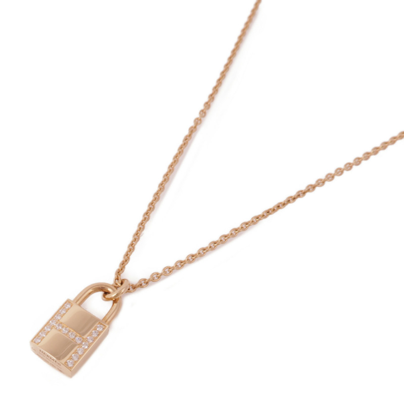 HERMES 18K玫瑰金Cadenas Pendant Diamond Necklace鑽石項鍊-2