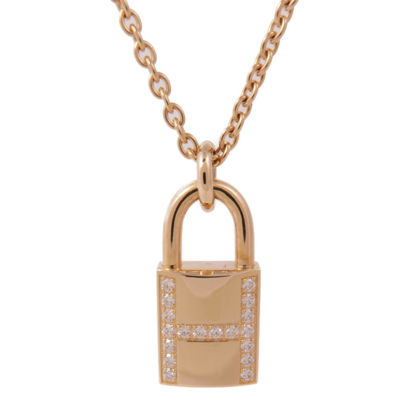 HERMES 18K玫瑰金Cadenas Pendant Diamond Necklace鑽石項鍊-4