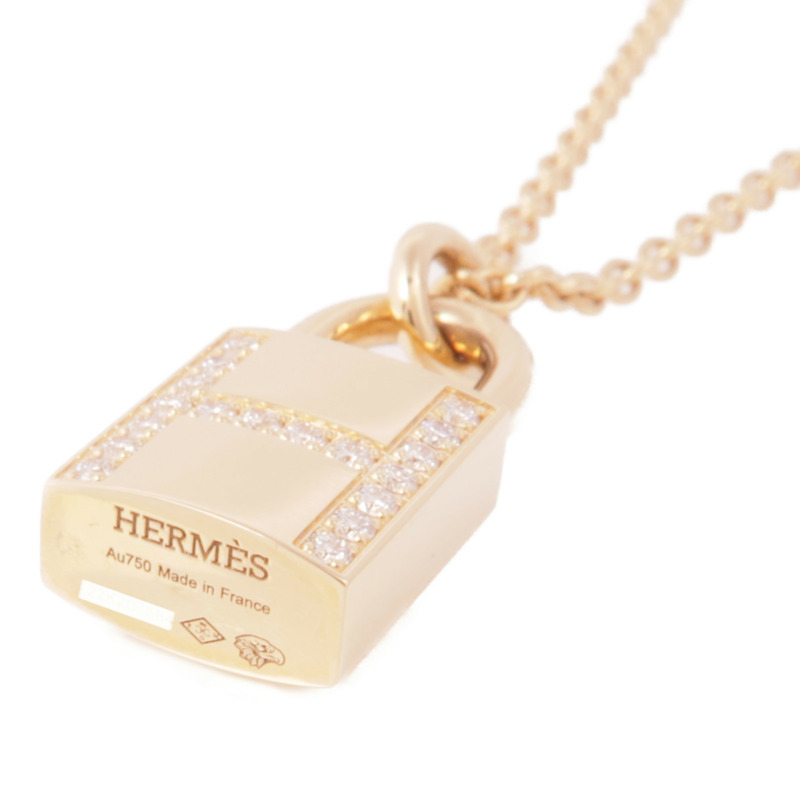 HERMES 18K玫瑰金Cadenas Pendant Diamond Necklace鑽石項鍊-5