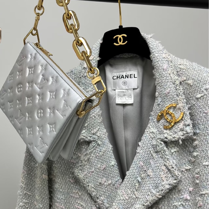 CHANEL 香奈兒 毛呢 秀款 七分袖 長版大衣 長大衣 外套 長版外套-3