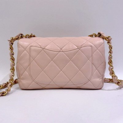 CHANEL 櫻花粉金幣鍊條口蓋肩背包AS4000-5