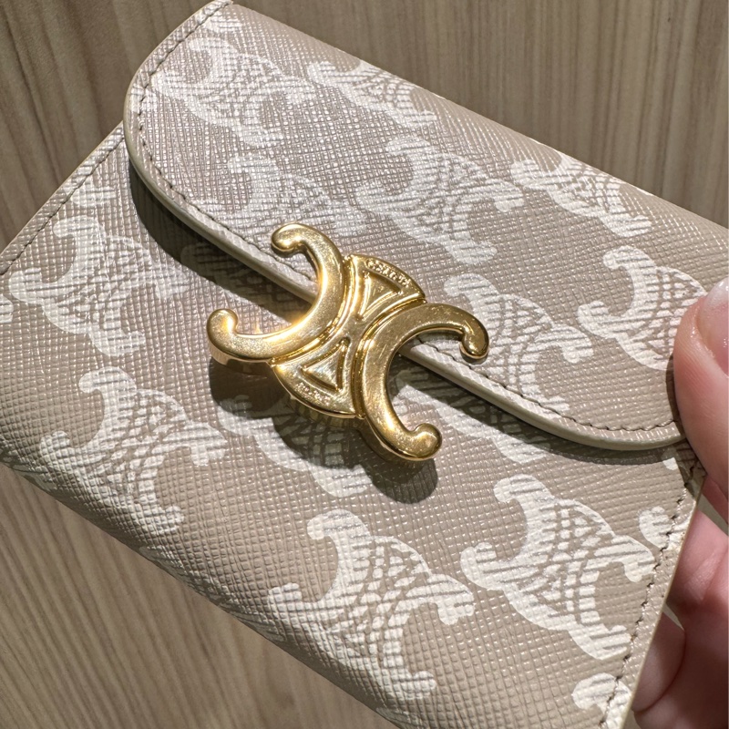 CELINE 凱旋門白老花 短夾-17