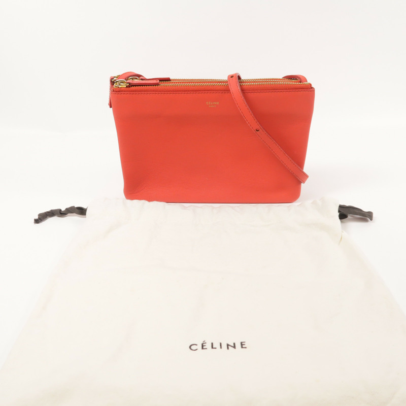 CELINE 羊皮皮革Trio金扣肩背袋-8