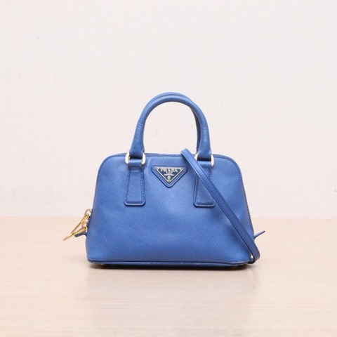 PRADA(普拉達) top handle 貝殼包 Mini 藍色