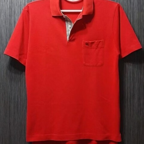 BURBERRY戰馬 男紅色短袖POLO衫M