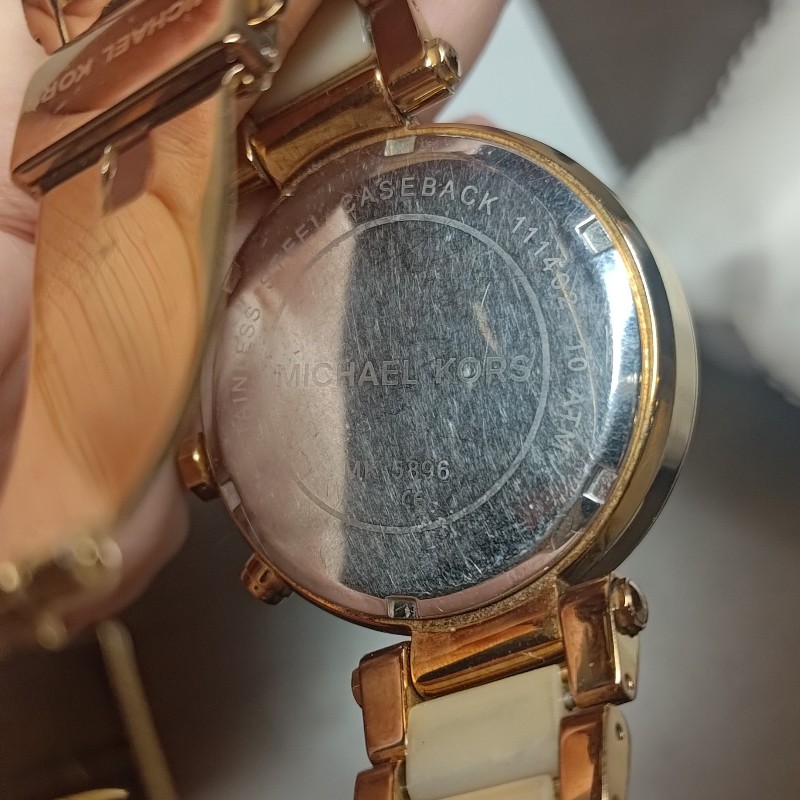 MK Michael Kors 滿鑽三眼計時石英錶 粉38mm-7