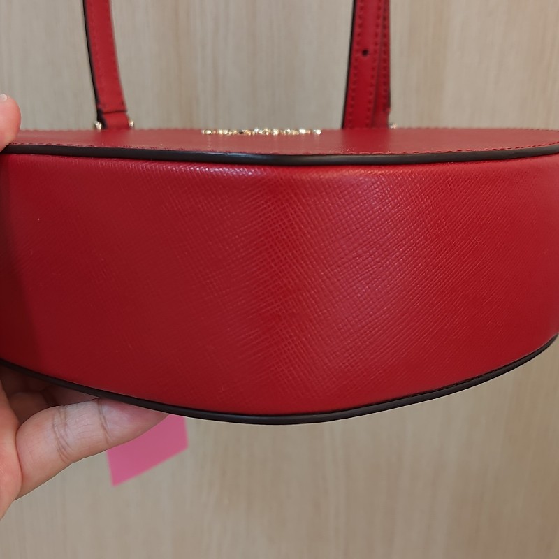 Kate Spade love shack 紅色愛心防刮皮手提包側背包-9