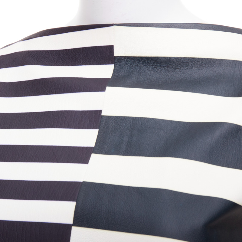 OLD CELINE Phoebe Philo genuine lambskin striped leather patch top FR38 M-7