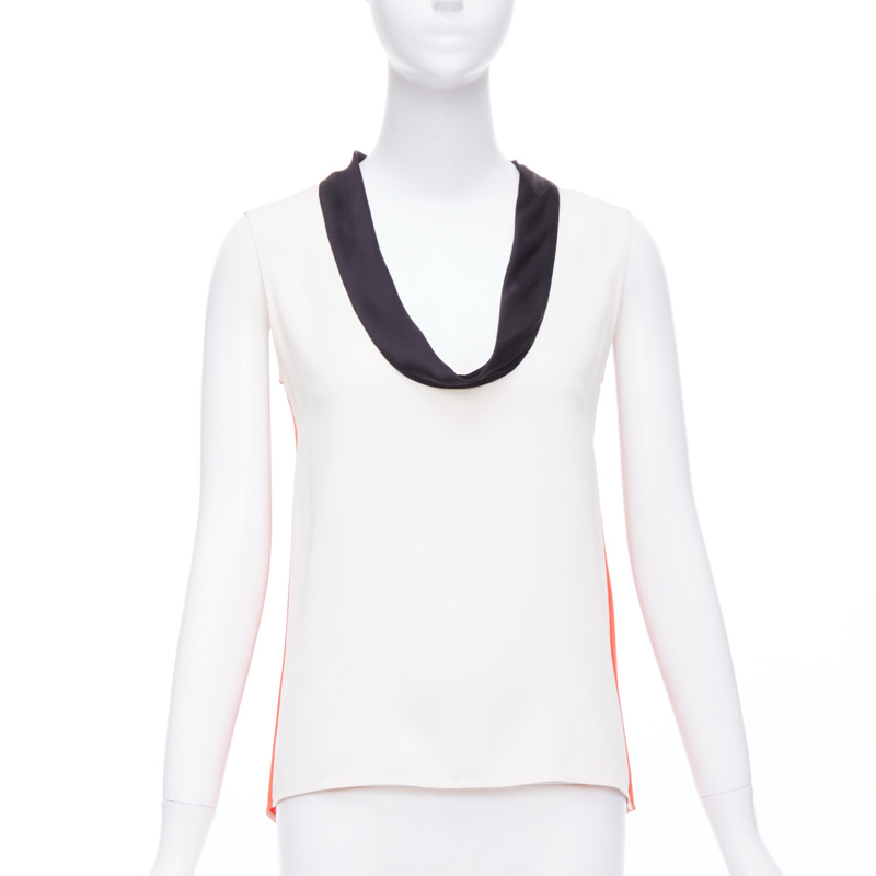 OLD CELINE Phoebe Philo orange black cream colorblocked tank top FR36 S-2