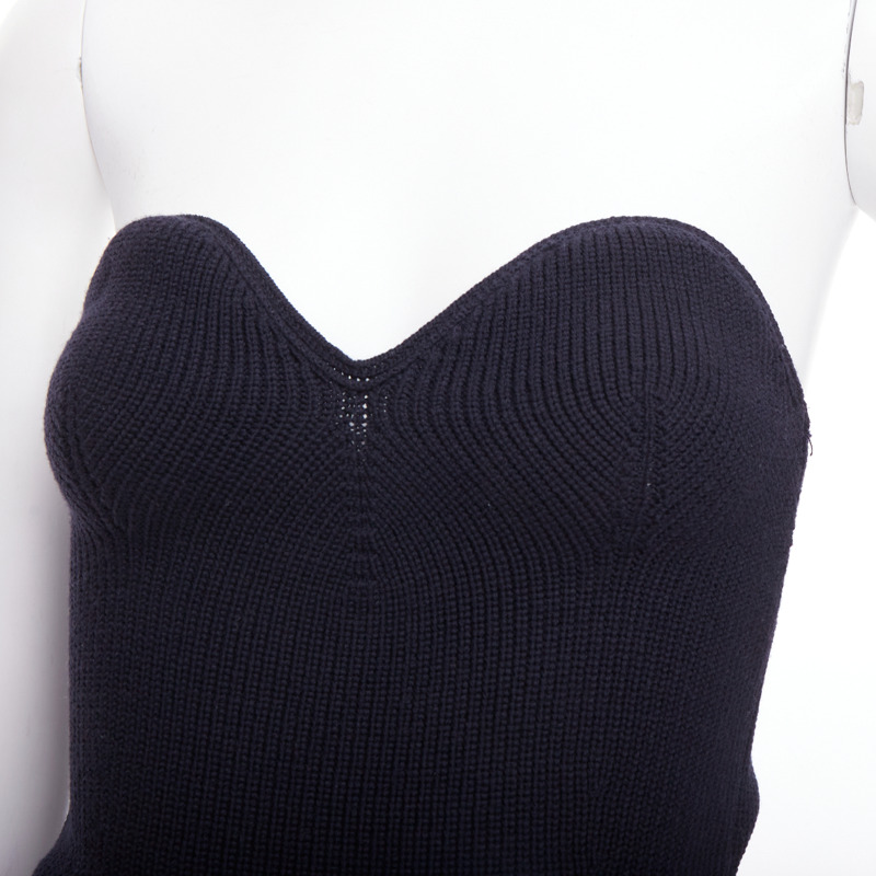 PRADA black contour ribbed knit boned strapless bustier top IT42 M-1