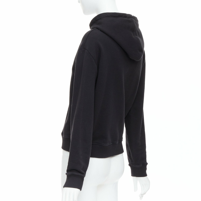 SAINT LAURENT 2018 black cotton silver cowboy drawstring hoodie M-5
