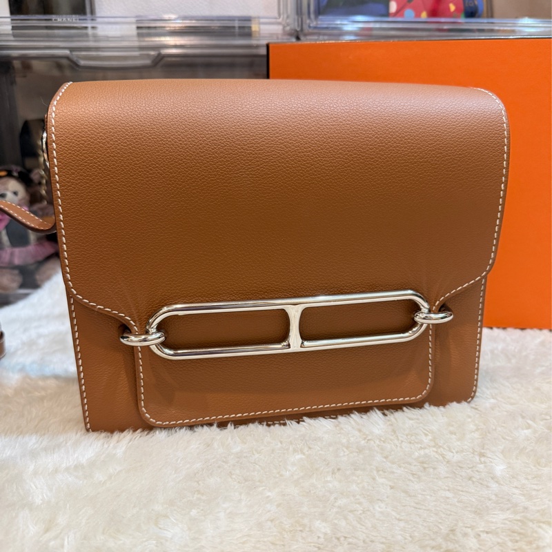 95新以上✨愛馬仕又要再漲…現正櫃上30萬🔥少用美品🤎Hermes Roulis gold金棕色 愛馬仕金剛色 可斜背 可肩背-39