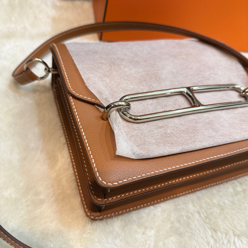 下單再用折扣碼-3000🉐9新以上✨愛馬仕🤎Hermes Roulis 23 gold金棕色 D刻 金棕金釦 愛馬仕金剛色 可斜背 可肩背-49