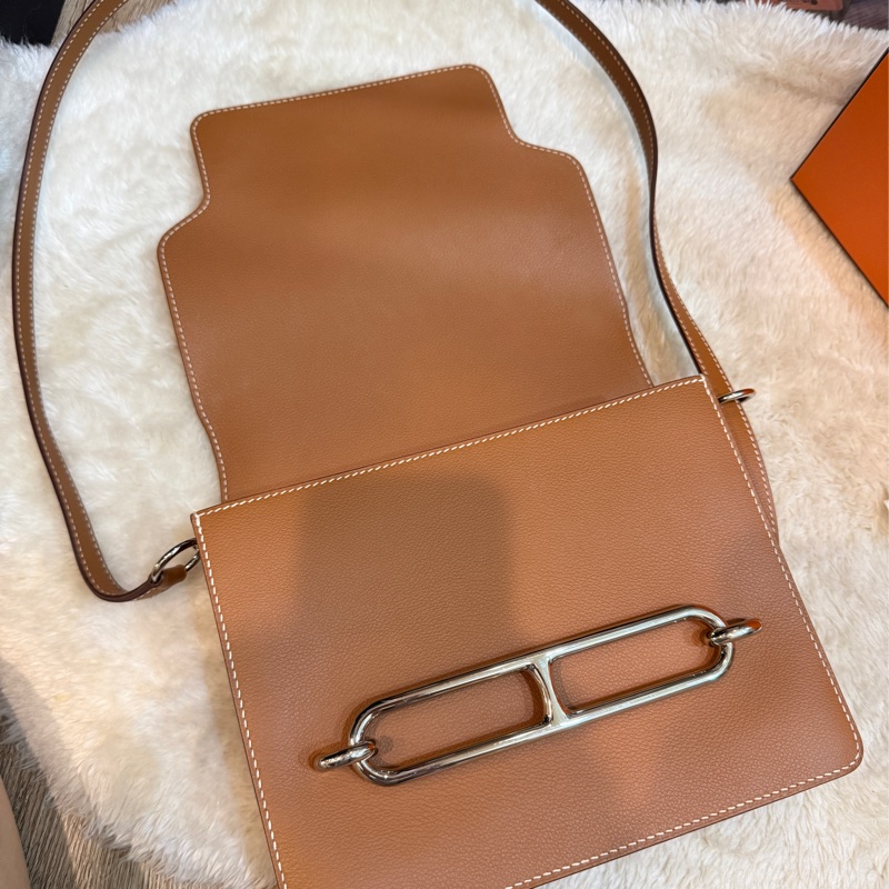 下單再用折扣碼-3000🉐9新以上✨愛馬仕🤎Hermes Roulis 23 gold金棕色 D刻 金棕金釦 愛馬仕金剛色 可斜背 可肩背-64