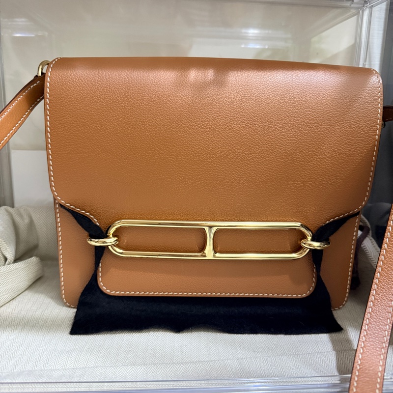 下單再用折扣碼-3000🉐9新以上✨愛馬仕🤎Hermes Roulis 23 gold金棕色 D刻 金棕金釦 愛馬仕金剛色 可斜背 可肩背-5