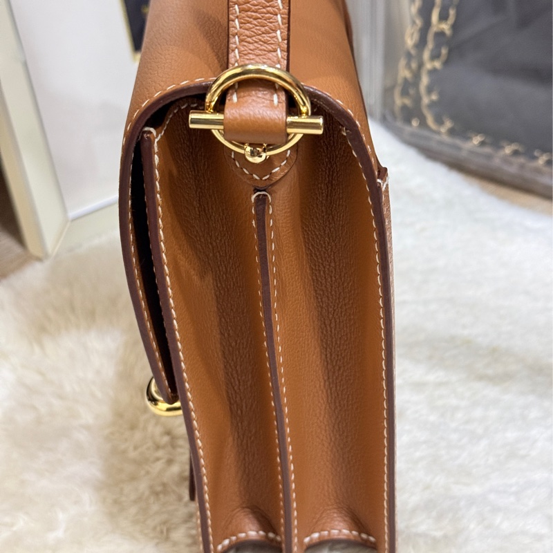 下單再用折扣碼-3000🉐9新以上✨愛馬仕🤎Hermes Roulis 23 gold金棕色 D刻 金棕金釦 愛馬仕金剛色 可斜背 可肩背-6