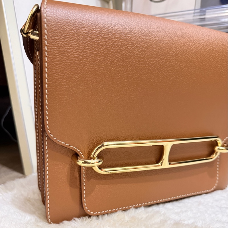 美美的愛馬仕🤎Hermes Roulis 23 gold金棕色 D刻 金棕金釦 愛馬仕金剛色 可斜背 可肩背-32
