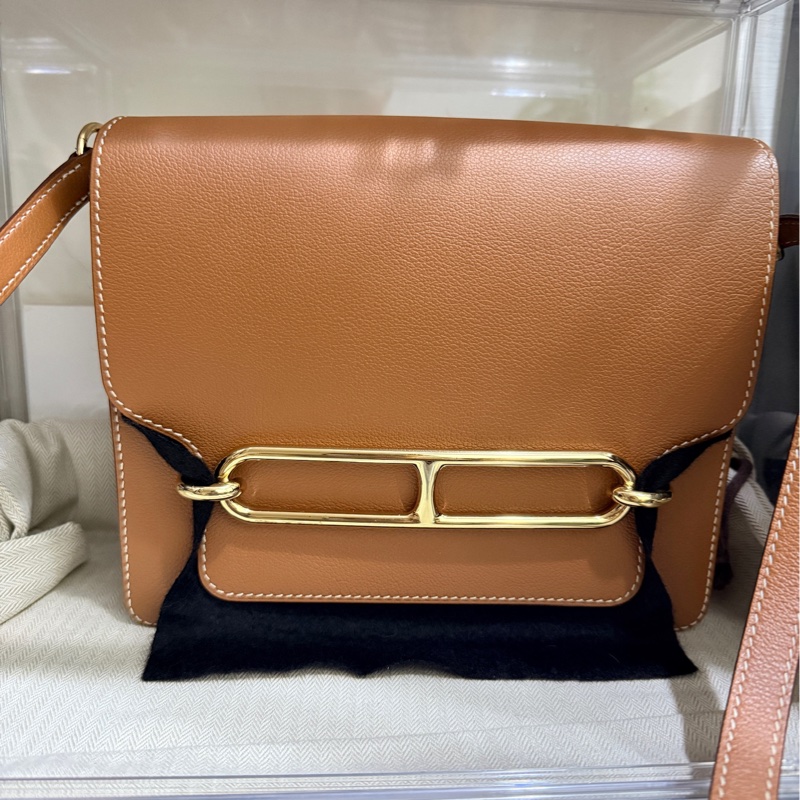 美美的愛馬仕🤎Hermes Roulis 23 gold金棕色 D刻 金棕金釦 愛馬仕金剛色 可斜背 可肩背-39