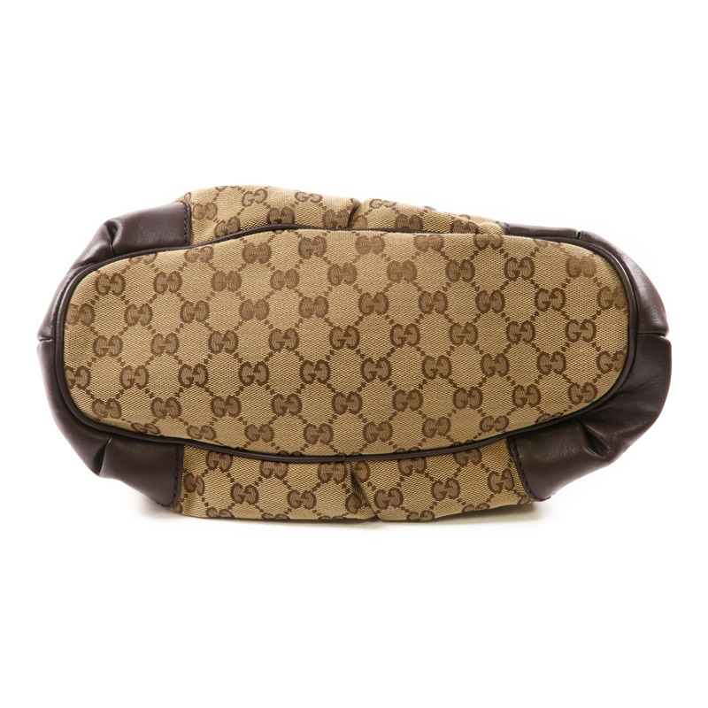 GUCCI 帆布2 Way Shoulder銀扣手挽肩背兩用袋啡色-3