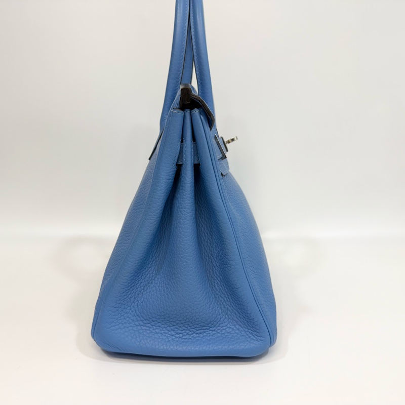 HERMES 2T天堂藍TC皮銀釦BERKIN 30CM-12