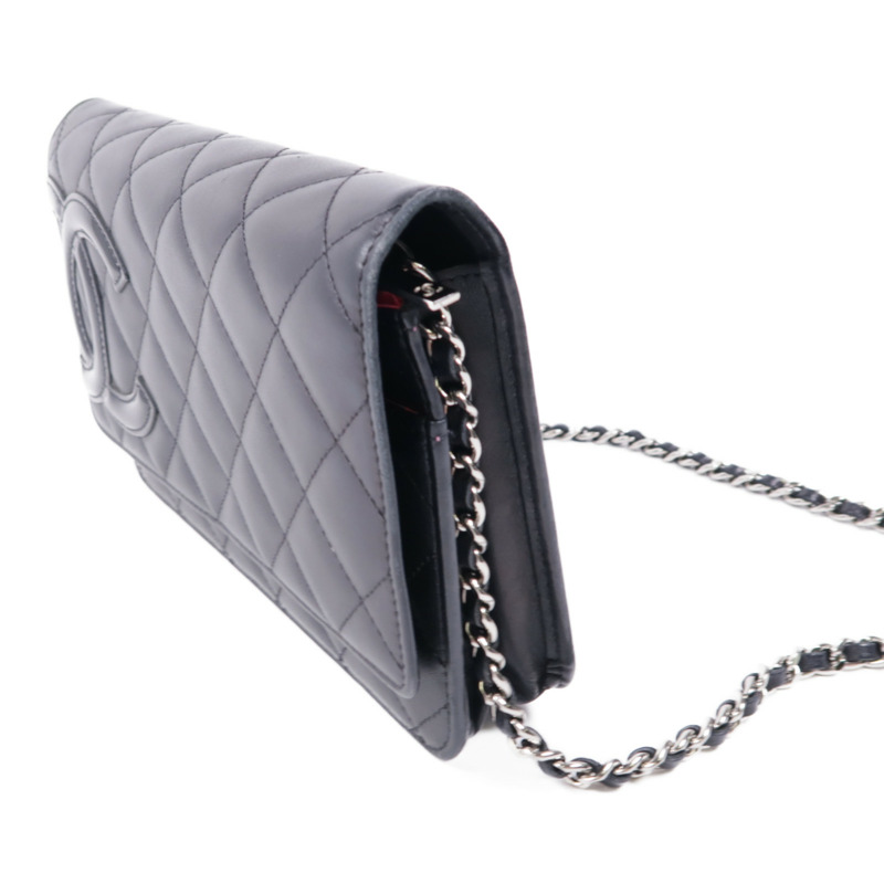 CHANEL 牛皮皮革Cambon Wallet On Chain銀扣鏈帶肩背袋-2