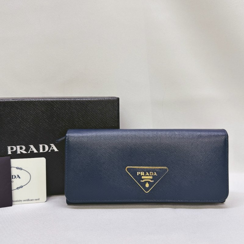 【PRADA 金三角標SAFFIANO雙釦式長夾】-0