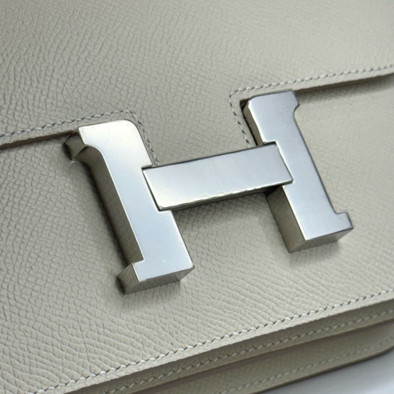 HERMÈS CONSTANCE III MINI 10粉筆白 銀釦 EPSOM皮-9