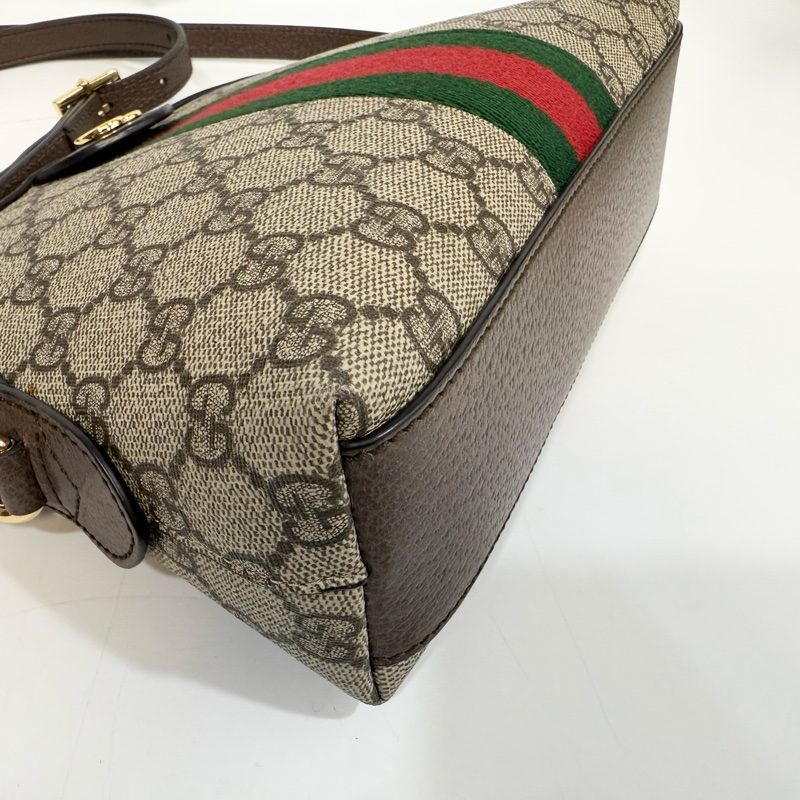 GUCCI 原花ophidia綠紅綠織帶貝殼包499621-11