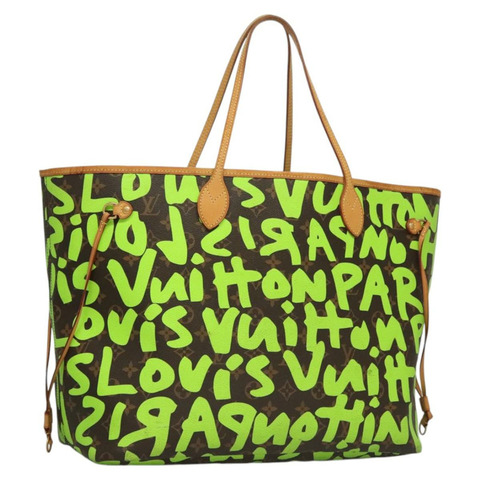 路易威登 Monogram Graffiti Neverfull GM 托特包 綠色 M93703 正品 116016A