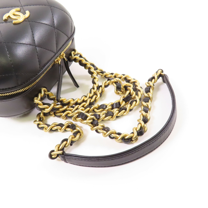 CHANEL 牛皮皮革Chain Shoulder金扣鏈帶手挽肩背兩用袋-8