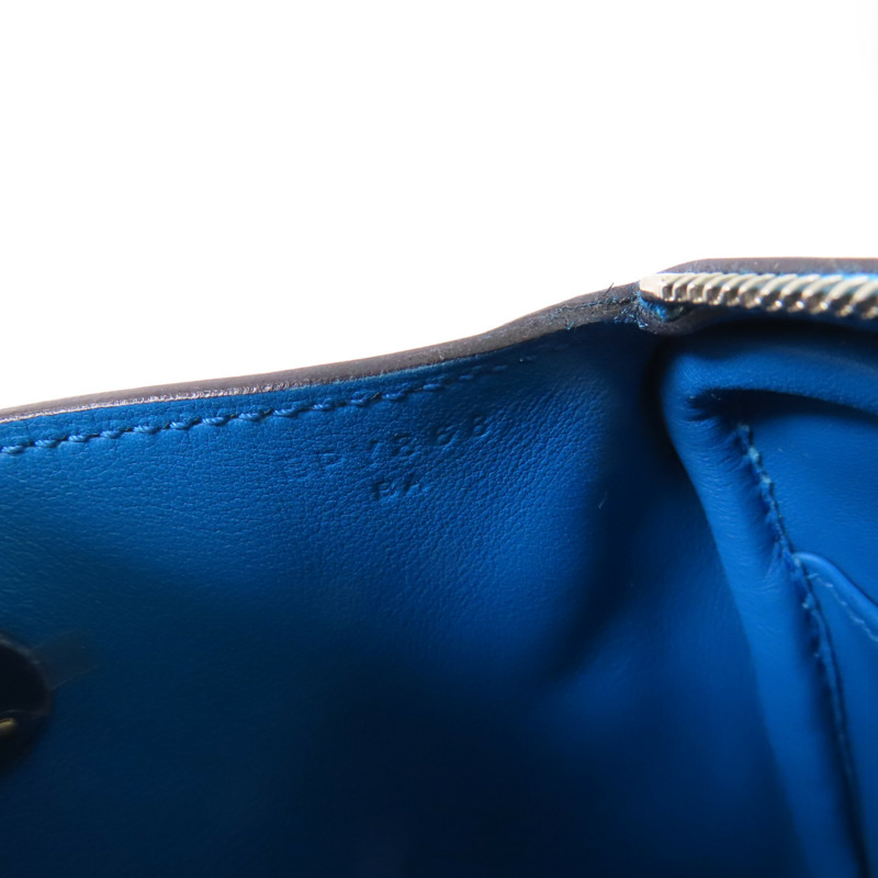 HERMES Swift皮革Mini Lindy銀扣手挽肩背兩用袋Bleu frida-11