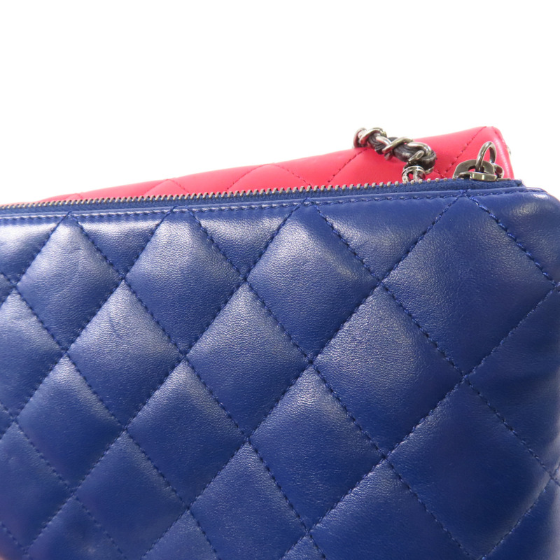 CHANEL 羊皮皮革Chain Shoulder銀扣鏈帶肩背袋-16