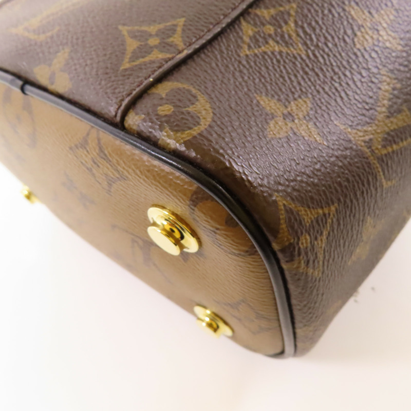 LOUIS VUITTON Monogram/Monogram Reverse Vanity PM金扣手挽肩背兩用袋棕色-8