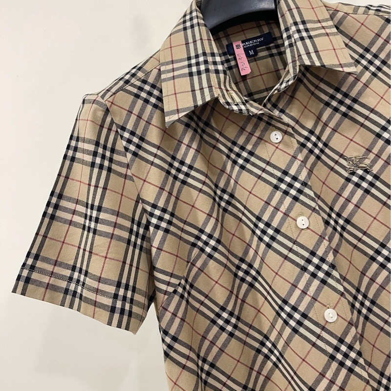 BURBERRY 倫敦 經典格紋彈性短袖襯衫-3