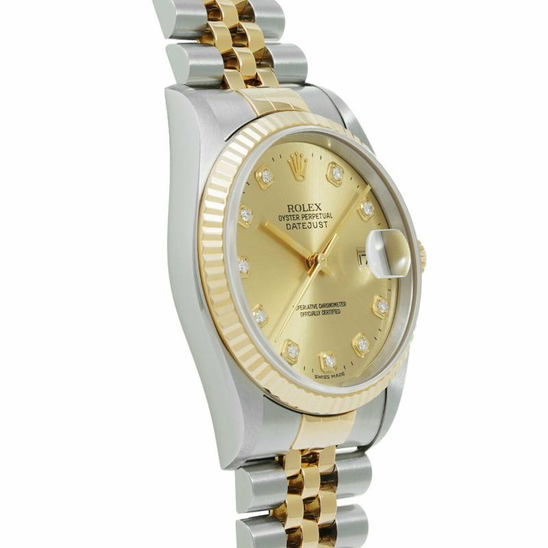 勞力士 Datejust 10P 鑽石 16233G U 序號（1997 年左右製造）黃金/鑽石男士手錶自動-2