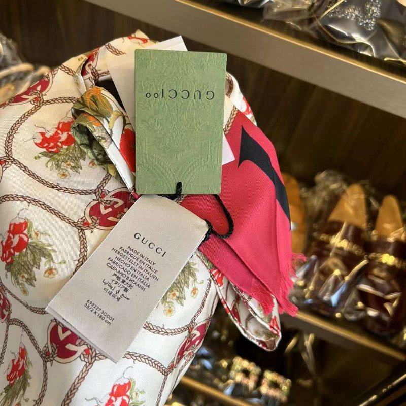 Gucci 桑蠶絲 圍巾 100周年限定款 全新有吊牌-2