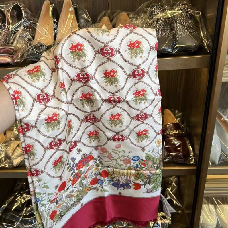 Gucci 桑蠶絲 圍巾 100周年限定款 全新有吊牌-4
