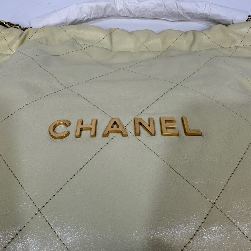 CHANEL小雞黃金釦油蠟皮中號22包AS3261-7