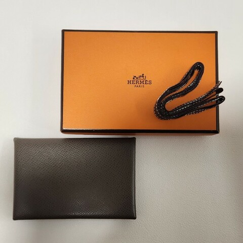 Hermès 愛馬仕 Calvi 卡夾 零錢包 大象灰