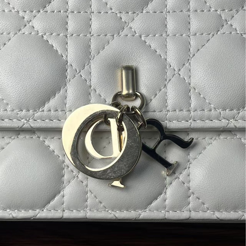 《完美·二手精品》迪奧Dior 藤格紋肩背包 白色-6