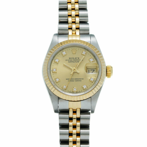 勞力士 Datejust 10P 鑽石 69173G E 系列（1990 年左右製造）香檳色/鑽石女士腕錶自動