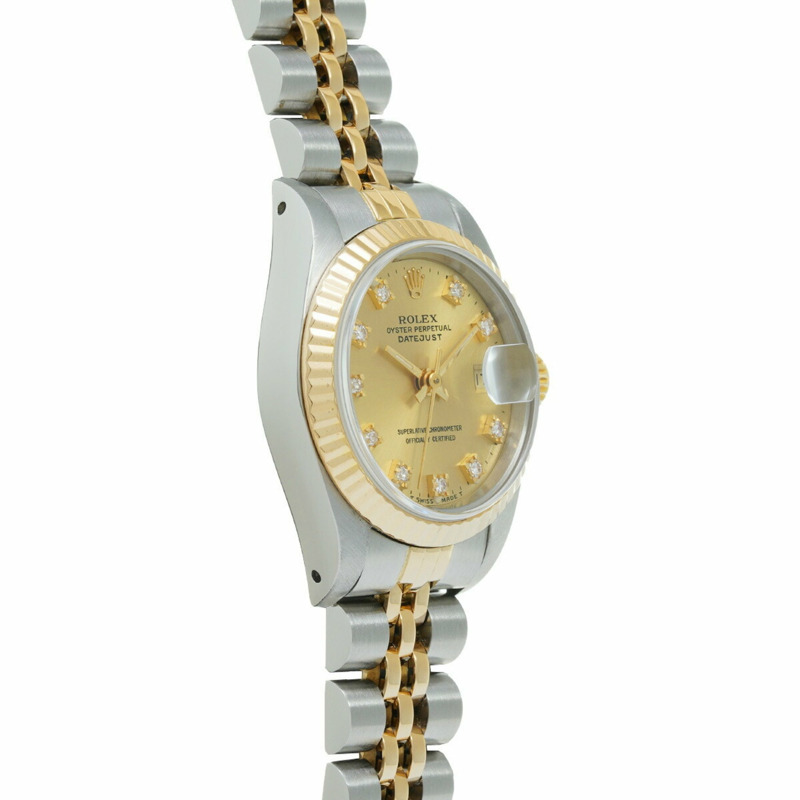 勞力士 Datejust 10P 鑽石 69173G E 系列(1990 年左右製造)香檳色/鑽石女士腕錶自動-2