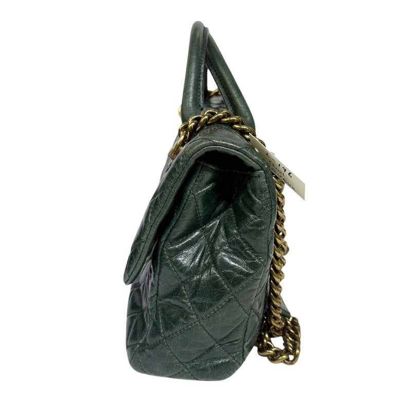 【美收精品】CHANEL 綠色菱格紋肩背包 2-196-2