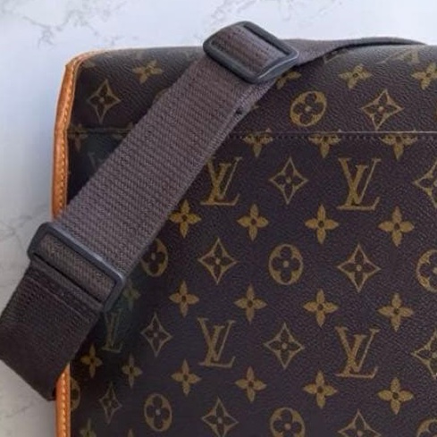 💝FuFu.Style ⟡.·* LV *稀少老款*老花斜背包側背包 帆布背帶-19