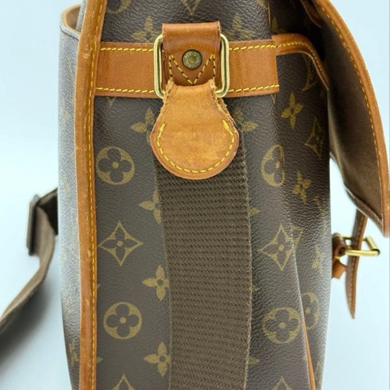 💝FuFu.Style ⟡.·* LV *稀少老款*老花斜背包側背包 帆布背帶-21