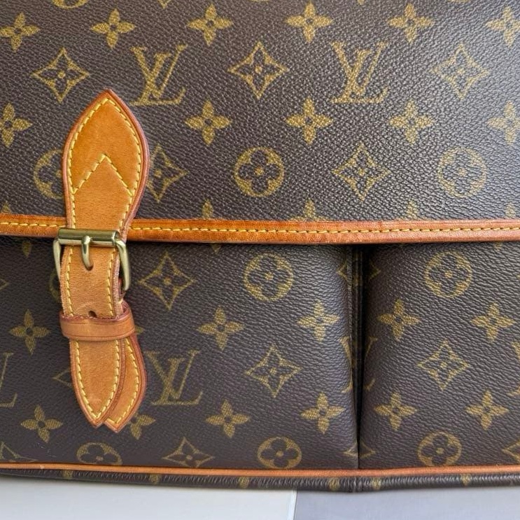 💝FuFu.Style ⟡.·* LV *稀少老款*老花斜背包側背包 帆布背帶-24