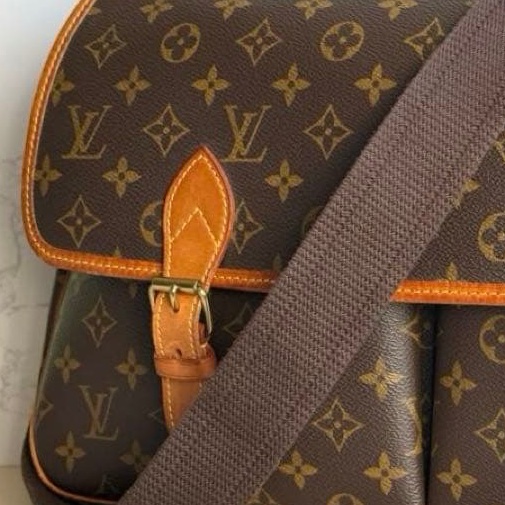 💝FuFu.Style ⟡.·* LV *稀少老款*老花斜背包側背包 帆布背帶-27